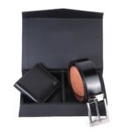 BLACK LEATHER WALLET AND BELT COMBO SET
