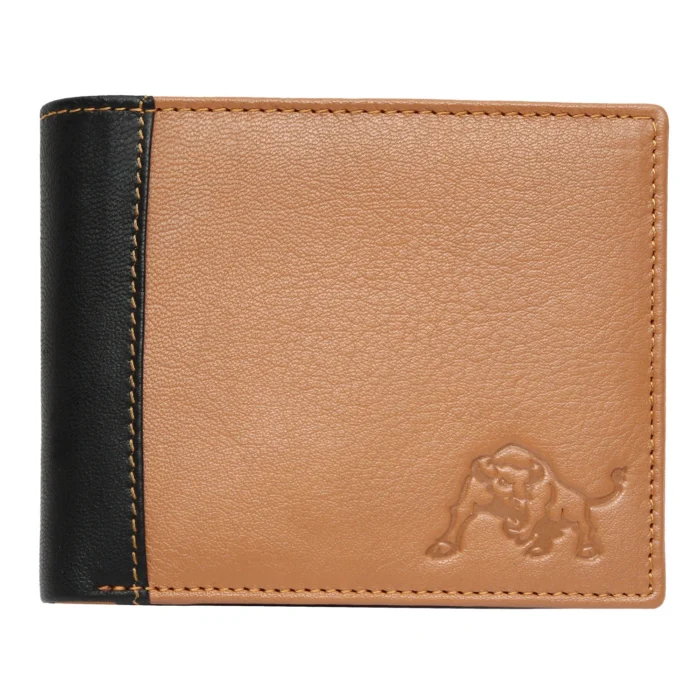 TAN BLACK SIDE FLAP LEATHER WALLET