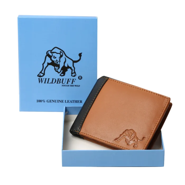 TAN BLACK SIDE FLAP LEATHER WALLET