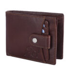BROWN 2 TONE BUTTON CLOSURE LEATHER WALLET